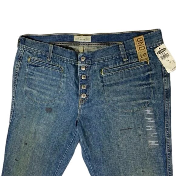 Old Navy Y2K Ultra Low Rise Boot Cut Distressed Jeans Size 16 40x33 VTG 2006 - Picture 5 of 9